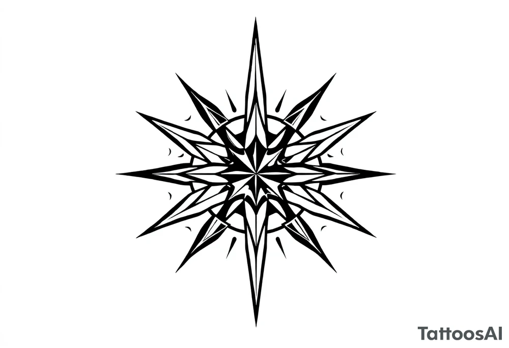 Simple Double layered compass rose tattoo idea