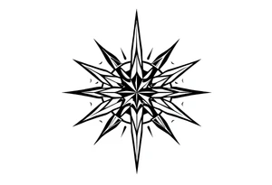 Simple Double layered compass rose tattoo idea
