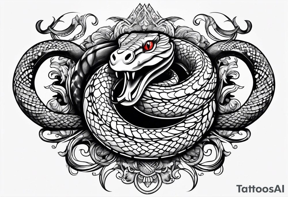 Snake with horned head tattoo idea