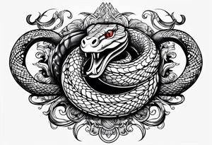 Snake with horned head tattoo idea