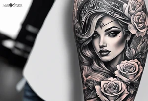 , money, rich arm sleeve tattoo idea