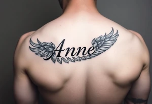 the name Anne in a phoenix feather tattoo idea