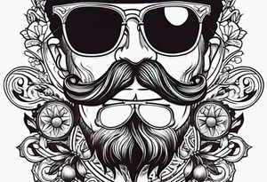 Attractive Male, slim round face, 
mustache, tools, ray-bans tattoo idea