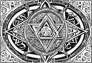 tetragrammaton representation of chosen one and a secret message written in Hebrew from God tattoo idea