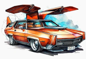 futuristic time machine flying car tattoo idea