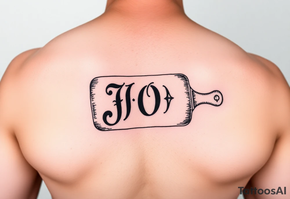 J O initials on spanking paddle tattoo idea
