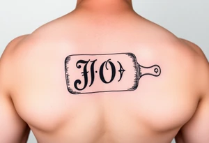 J O initials on spanking paddle tattoo idea