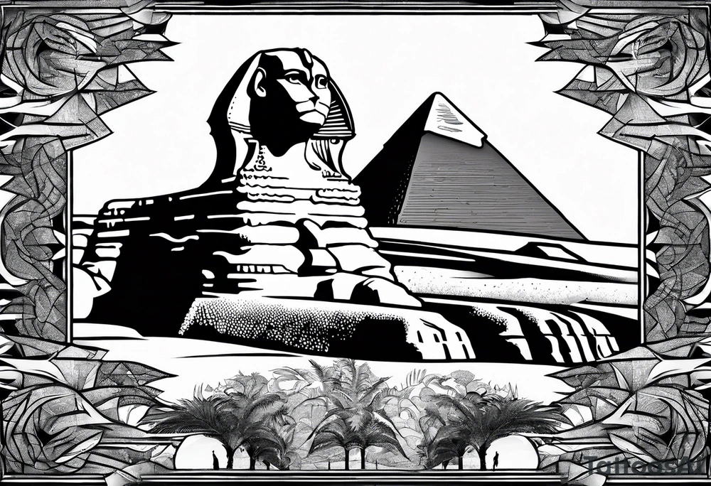 The Great Sphinx of Giza breaking the pyramids of Egypt tattoo idea