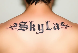 The word Skyla in old English tattoo idea