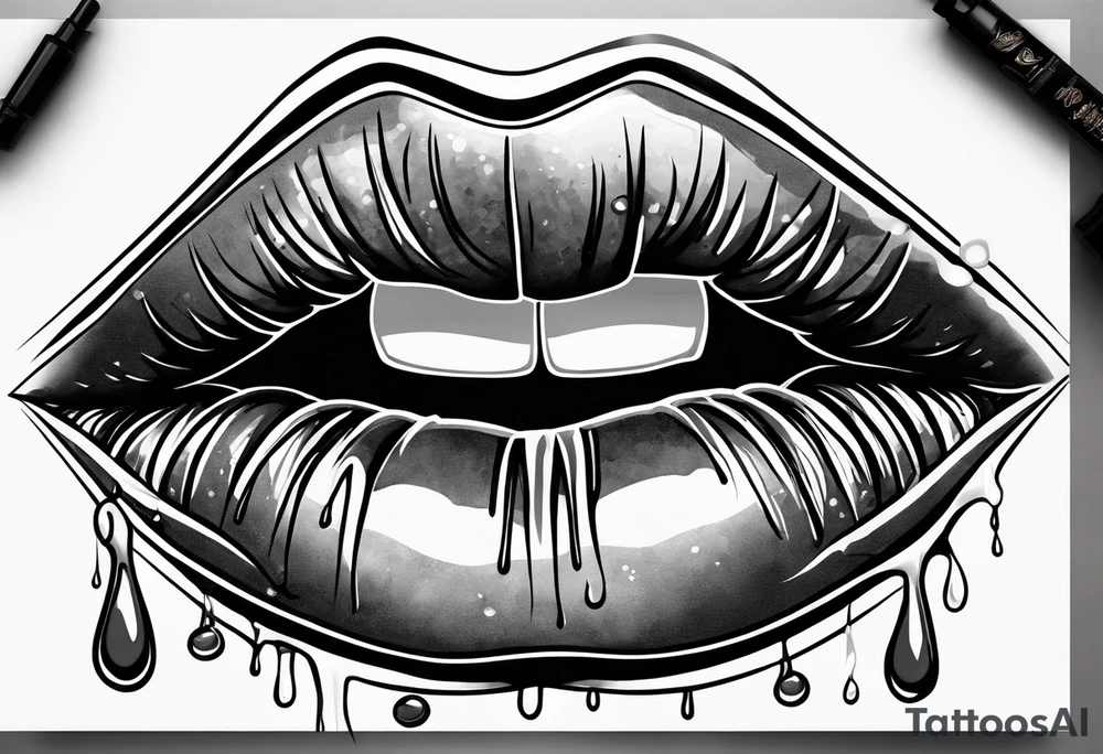 lips dripping wet tattoo idea