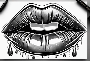 lips dripping wet tattoo idea