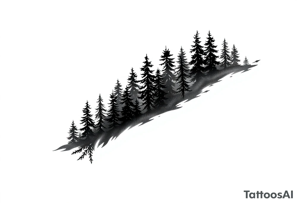 Coniferouse forest silhouette around forearm tattoo tattoo idea