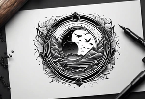 messy lines trash circcle logo tattoo idea
