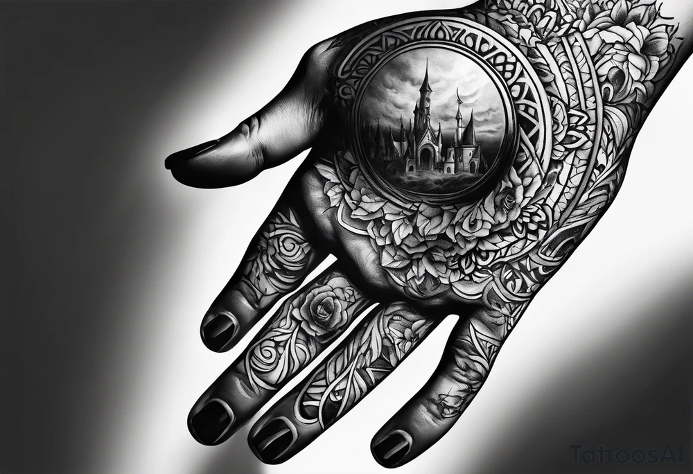 non tattoed human hand with a hole in it. There is blood dripping from the hole tattoo idea