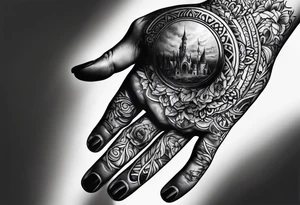 non tattoed human hand with a hole in it. There is blood dripping from the hole tattoo idea