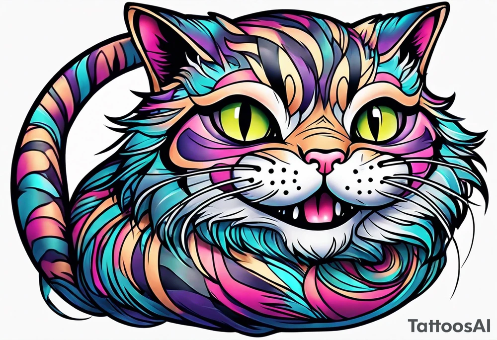 small Cheshire Cat full body tattoo idea