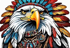 Eagle with native war bonnet tattoo idea