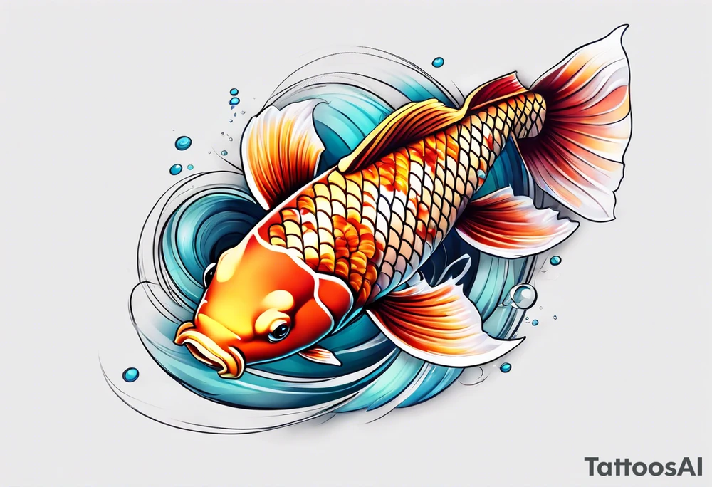 Realistic koi fish sleeve tattoo idea