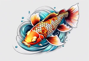 Realistic koi fish sleeve tattoo idea