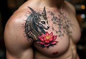 egyptian animal and lotus (make red and black) tattoo idea