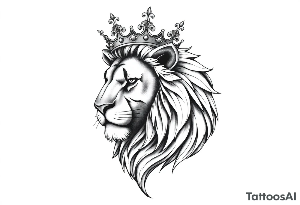 powerful majestic lion with a crown tattoo idea