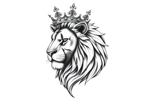 powerful majestic lion with a crown tattoo idea