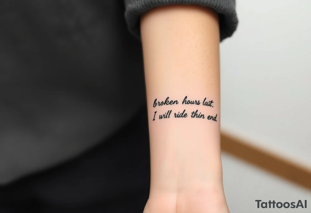 Broken hours last with the phrase, I will ride to the end tattoo idea