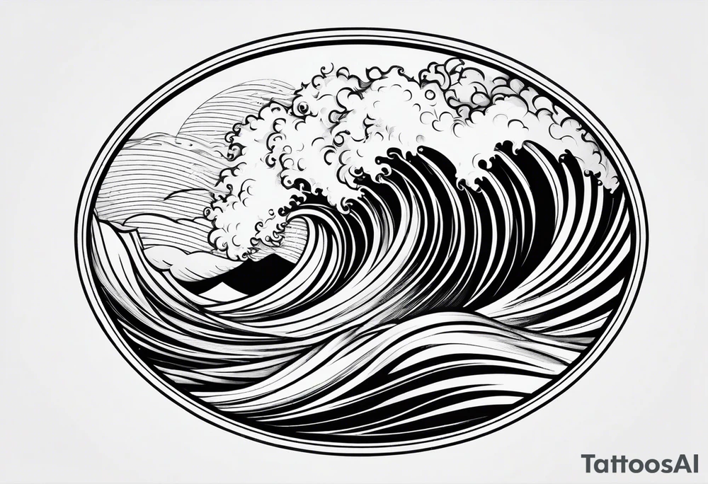 wave in circle tattoo idea
