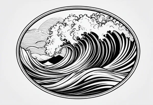 wave in circle tattoo idea
