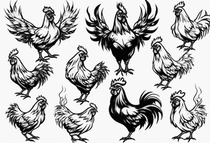Chicken on fire tattoo idea