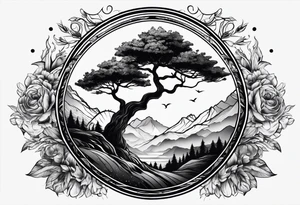 Univrse rises above tree line tattoo idea