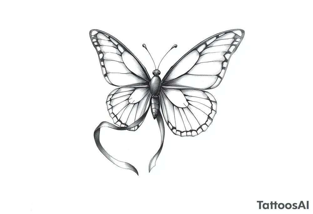 ethereal butterfly with flowing silk ribbons in moonlight tattoo idea