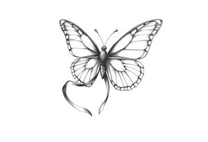 ethereal butterfly with flowing silk ribbons in moonlight tattoo idea
