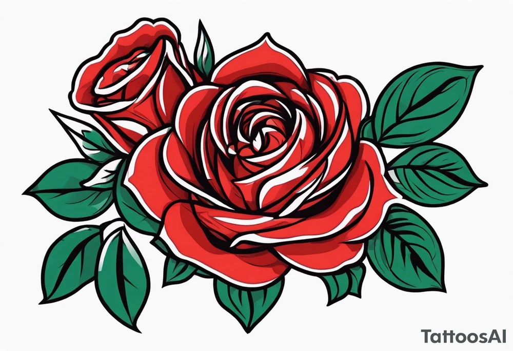 traditional roses red tattoo idea