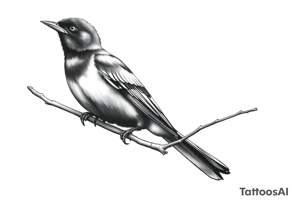 Male European Blackbird on a branch tattoo idea tattoo idea