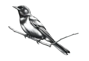 Male European Blackbird on a branch tattoo idea tattoo idea