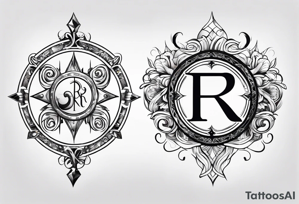 Virgo and Sagittarius zodiac signs with letter RR in it tattoo idea