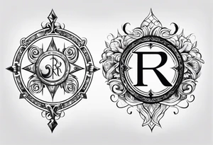 Virgo and Sagittarius zodiac signs with letter RR in it tattoo idea