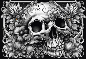 Mushroom, plant, skull, angel numbers tattoo idea