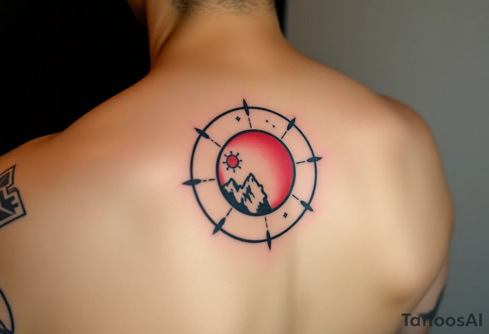 round tattoos with space theme. It can have red color tattoo idea