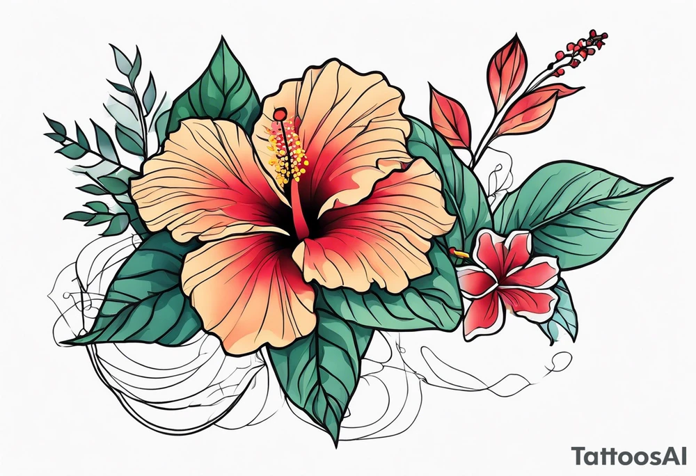 Vines With Hibiscus Flower tattoo idea