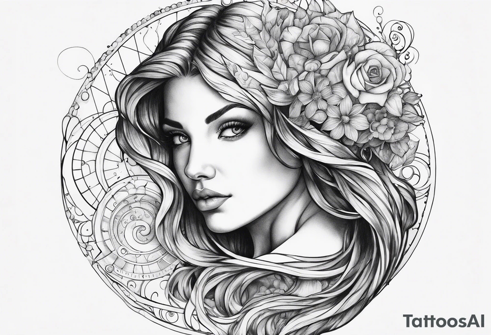Aquarius with the Fibonacci sequence tattoo idea
