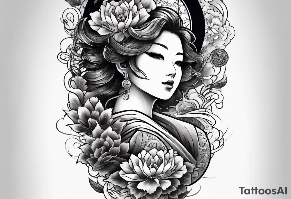 Japanese theme on forearm for men tattoo idea