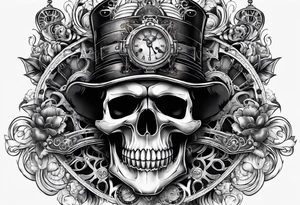Steam punk style skull tattoo idea