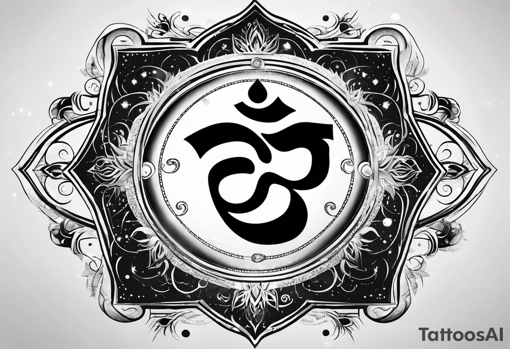 Powerful om symbol with Aquarius constellation tattoo idea