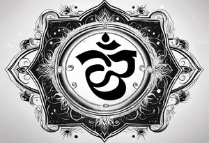 Powerful om symbol with Aquarius constellation tattoo idea