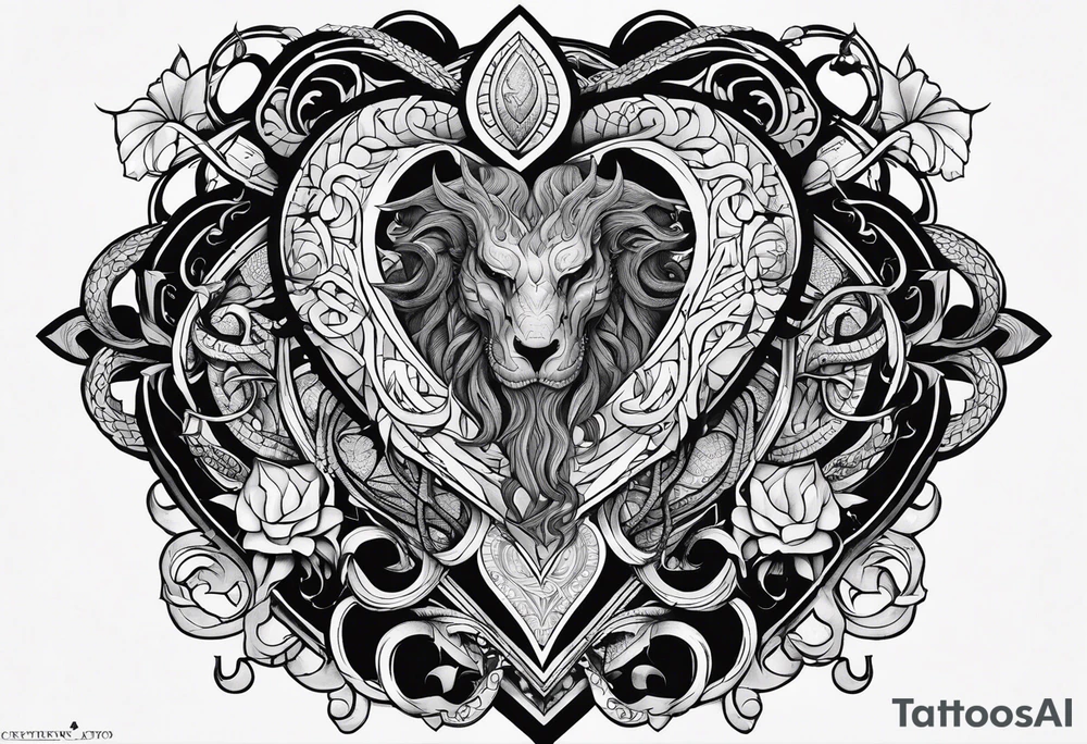 Long tattoo for arm. Lovecraftian creature, protecting a heart. Ctulhu. tattoo idea
