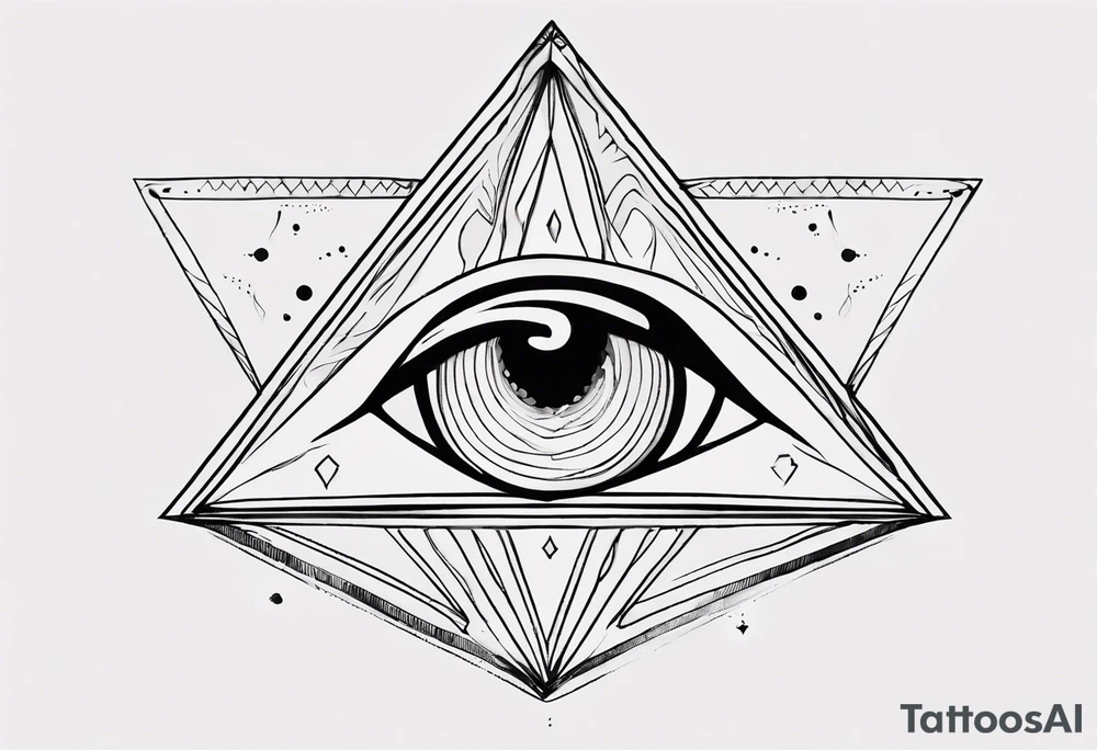 Third eye abstract fine line sketch style. Diamond shape with heavy black and dot work tattoo idea