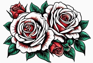old school roses, red, highly detailed tattoo idea