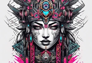 cyberpunk themed enki tattoo tattoo idea